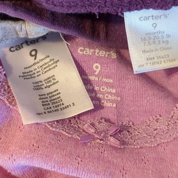 CARTER'S 3 Piece Purple And Grey Outfit Set - Picture 5 of 5